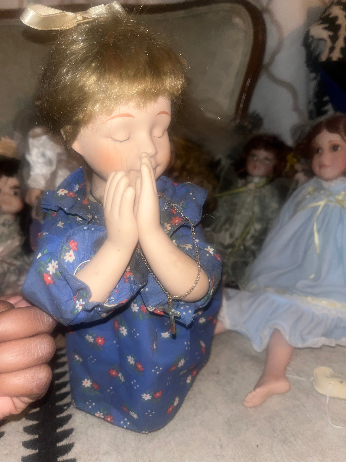 Vintage Porcelain Kneeling Praying Doll